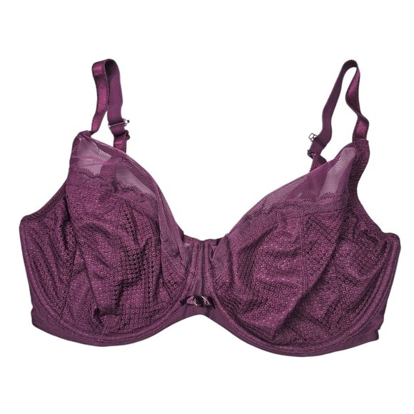 Chantelle 34H Purple Parisian Allure Plunge Bra Unlined Underwire c22310 - Picture 1 of 7